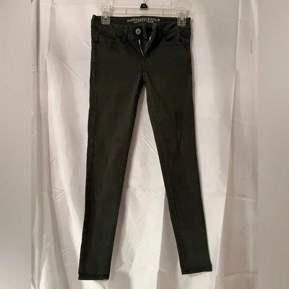 American Eagle Dark Green Super Stretch Jeggings Size 0 - Picture 2 of 5